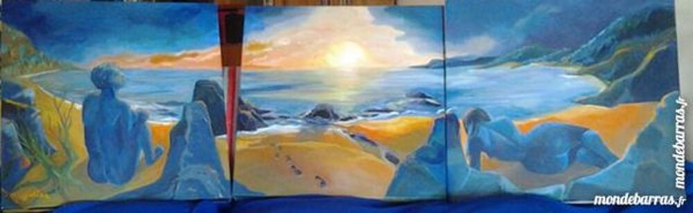 Triptique (huile sur toile)tableau Décoration