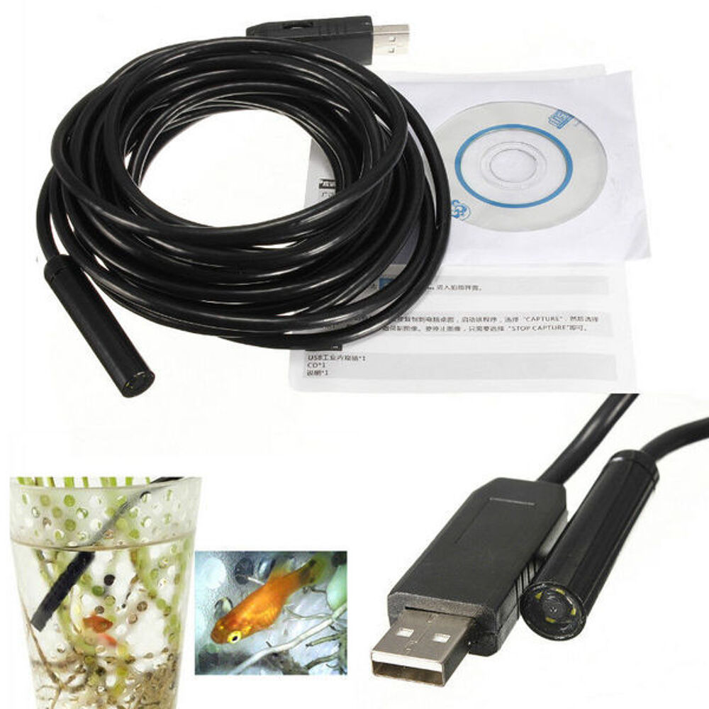 Cam&eacute;ra d'inspection Endoscope DVR C&acirc;ble de 5 M USB Bricolage