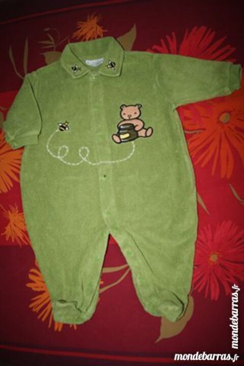 Pyjama/Babygros �ponge olive 6 mois Gar�on MIROTON 1 Tournefeuille (31)