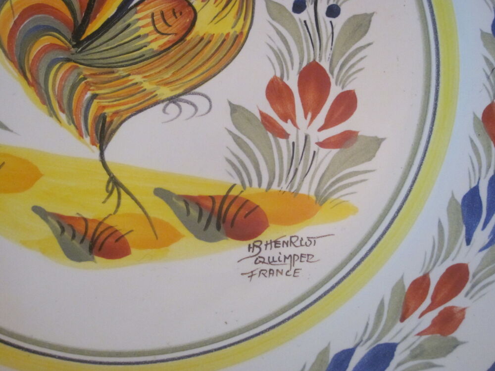 ASSIETTE HB HENRIOT QUIMPER d&eacute;cor COQ 