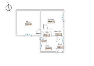  Appartement � vendre 2 pi�ces 51 m�