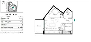  Appartement � vendre 1 pi�ce 34 m�