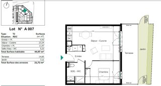  Appartement � vendre 2 pi�ces 45 m�