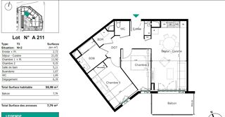  Appartement � vendre 3 pi�ces 60 m�